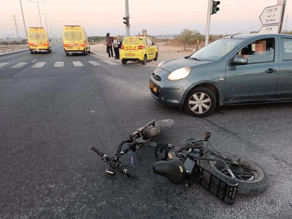 תמונה מהכביש, האופניים אחרי התאונה