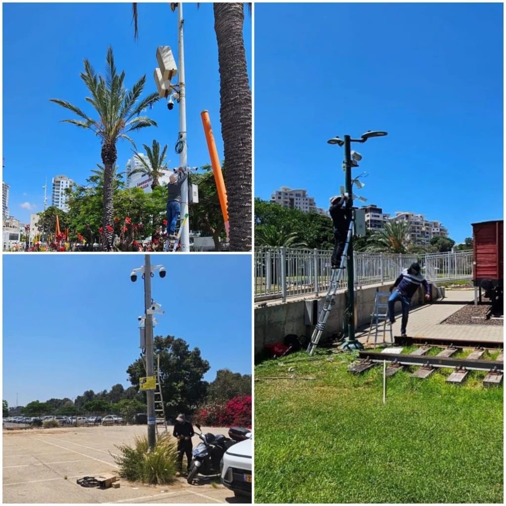 צילום של התקנת מצלמות במקומות שונים