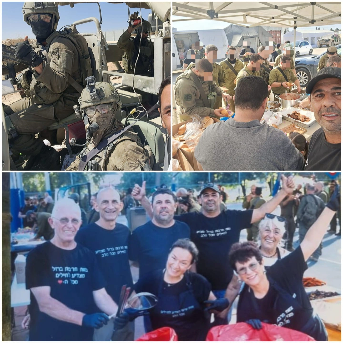תמונות של צוות המתנדבים עם לוחמים