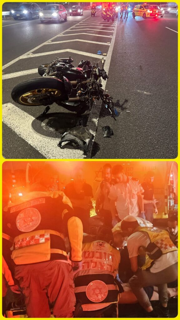 צילום האופנוע מרוסק על הכביש