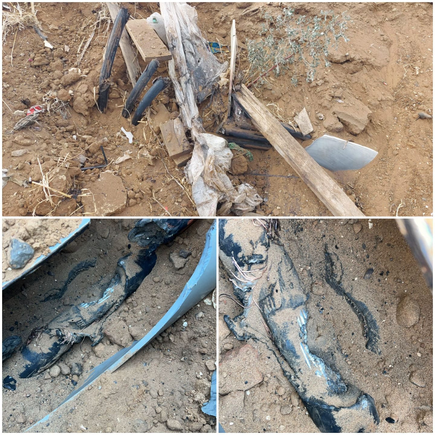 צילום משולב של הכבלים שנקרעו בקדימה צורן ונתניה