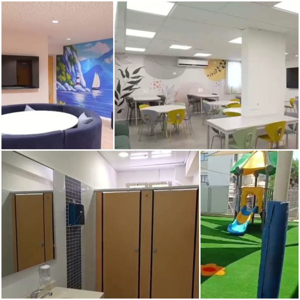 תמונה מפוצלת של מספר חללים של מוסדות חינוך ששופצו