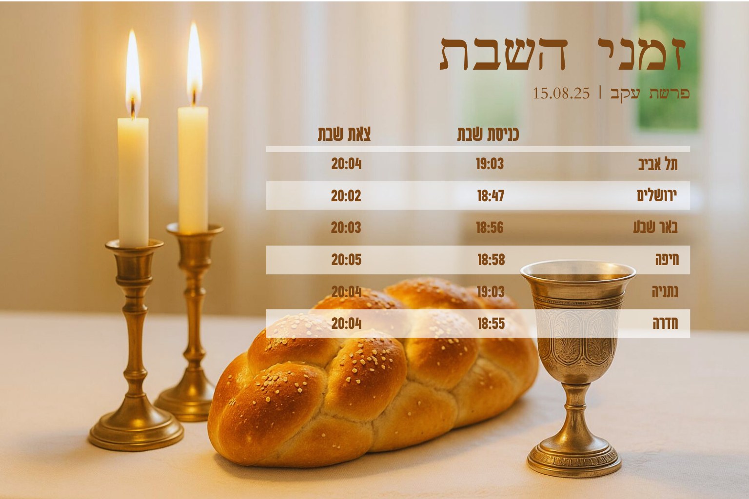 זמני כניסת שבת