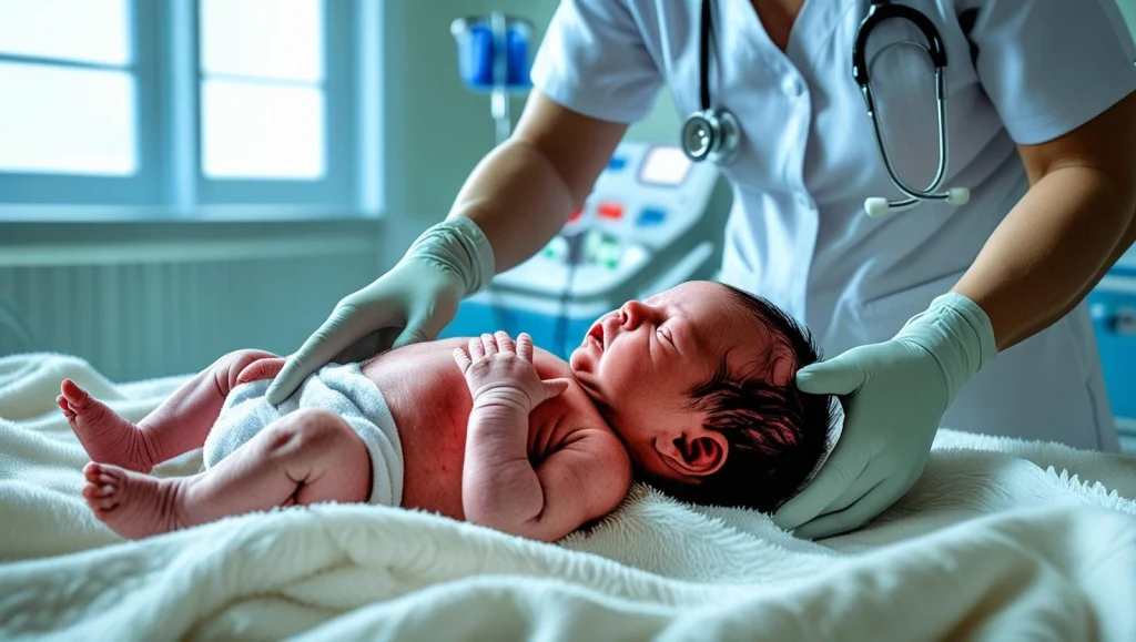 אילוסטרציה תינוק מקבל טיפול בבית חולים