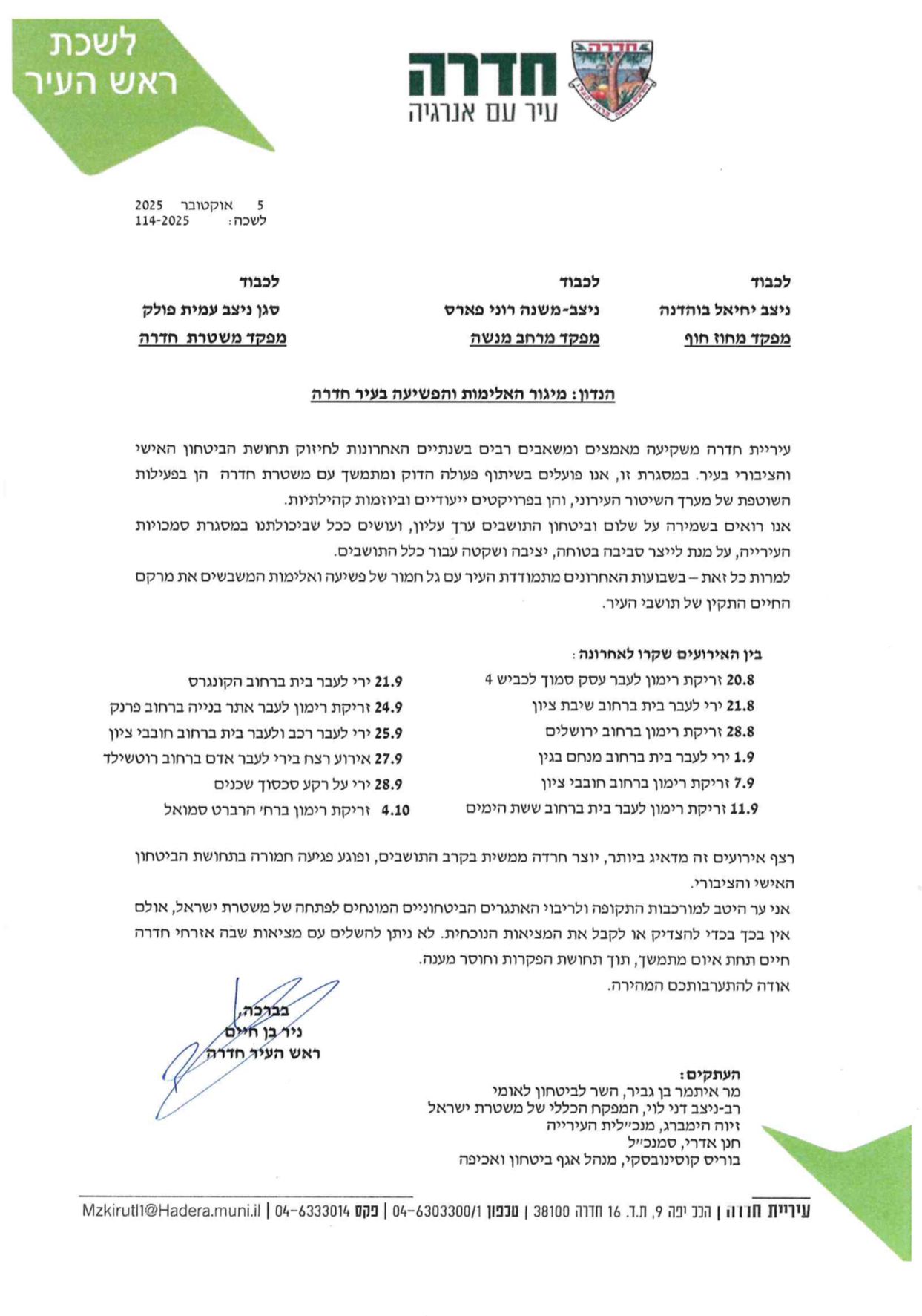 צילום המכתב