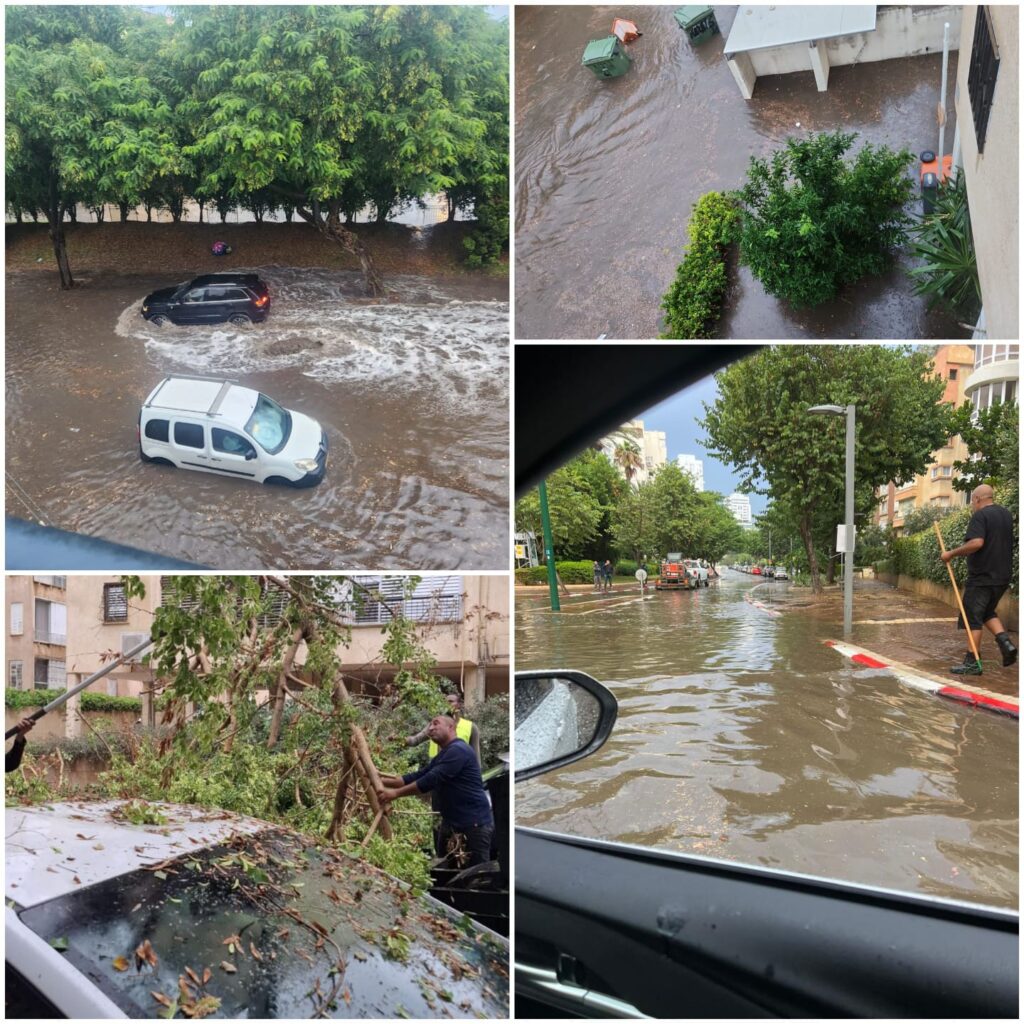קולאז תמונות של נזקי הגשם