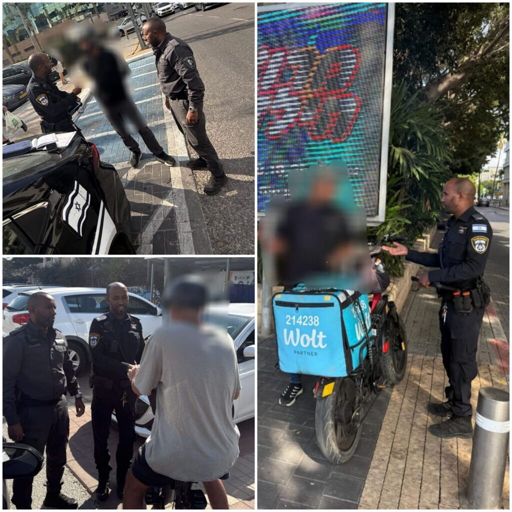 קולאז תמונות ממבצע האכיפה של שוטרים