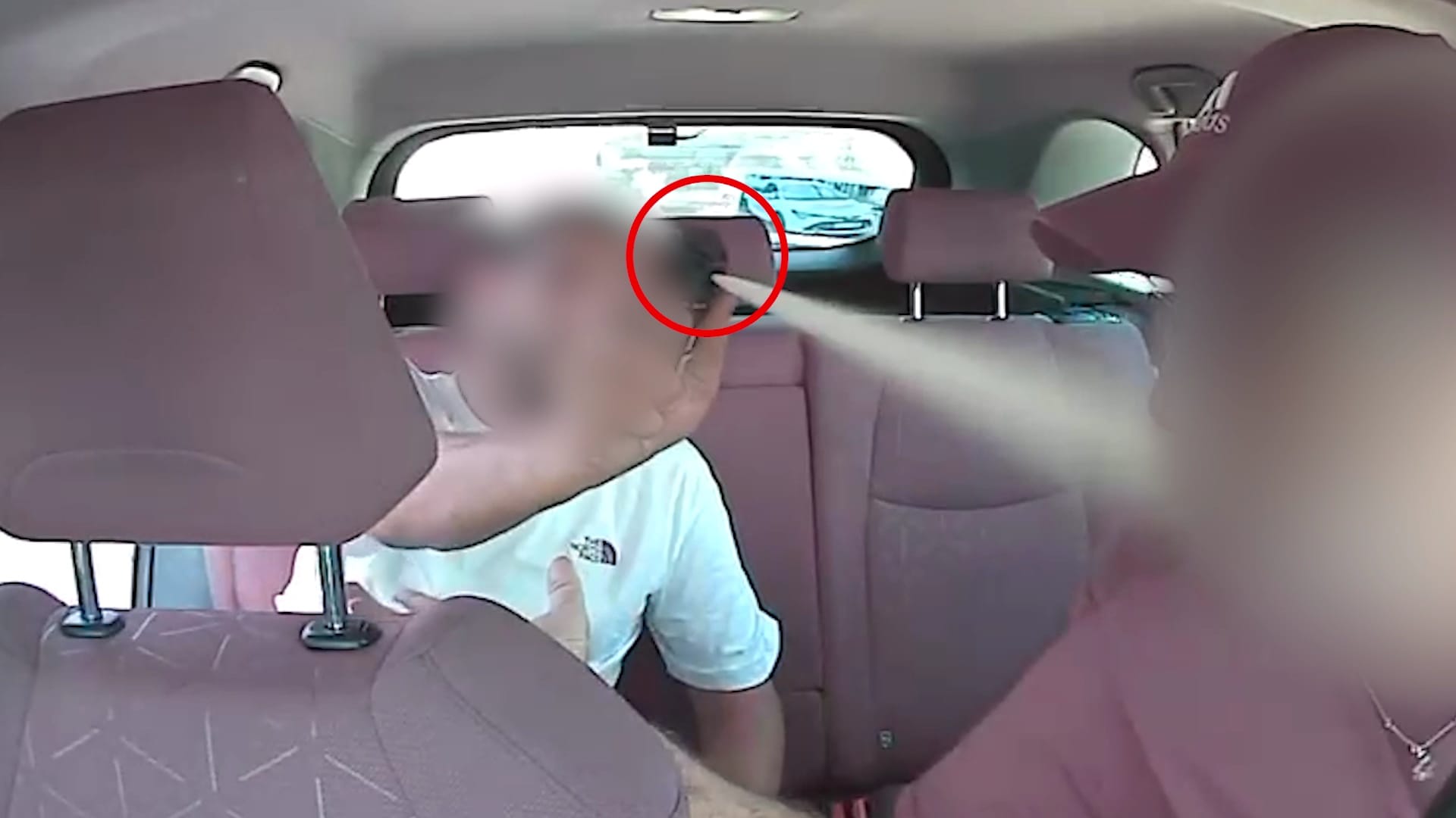 צילום תקיפת הנהג בגז פלפל