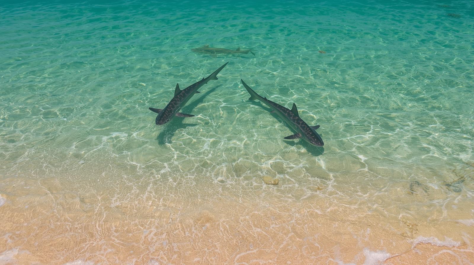 שני כרישים בים התיכון בסמוך לחוף