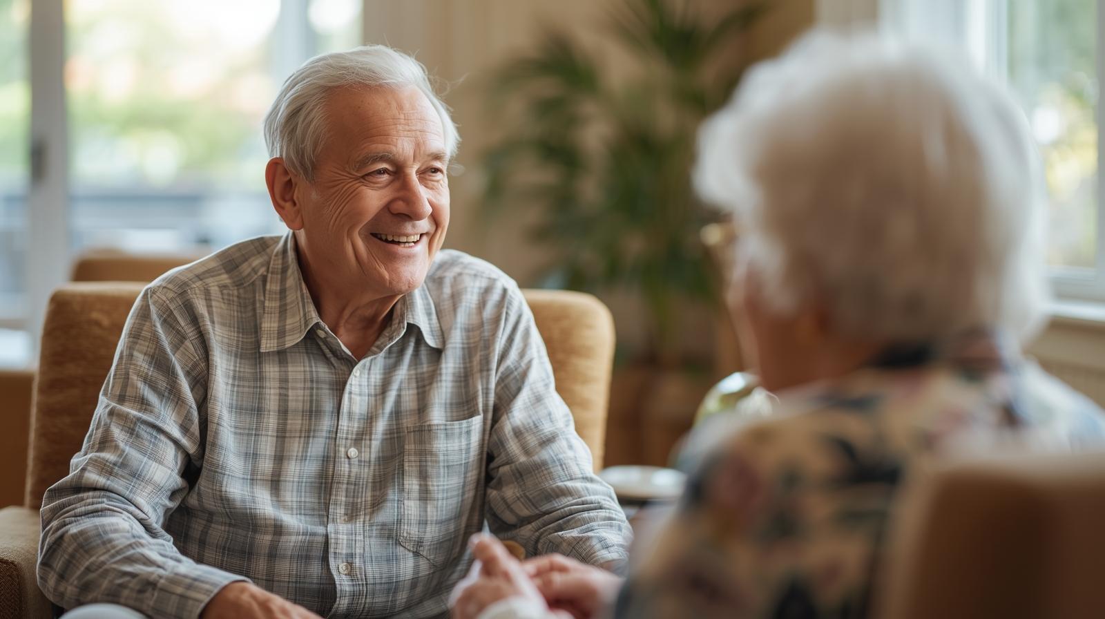 שני מבוגרים יושבים יחד