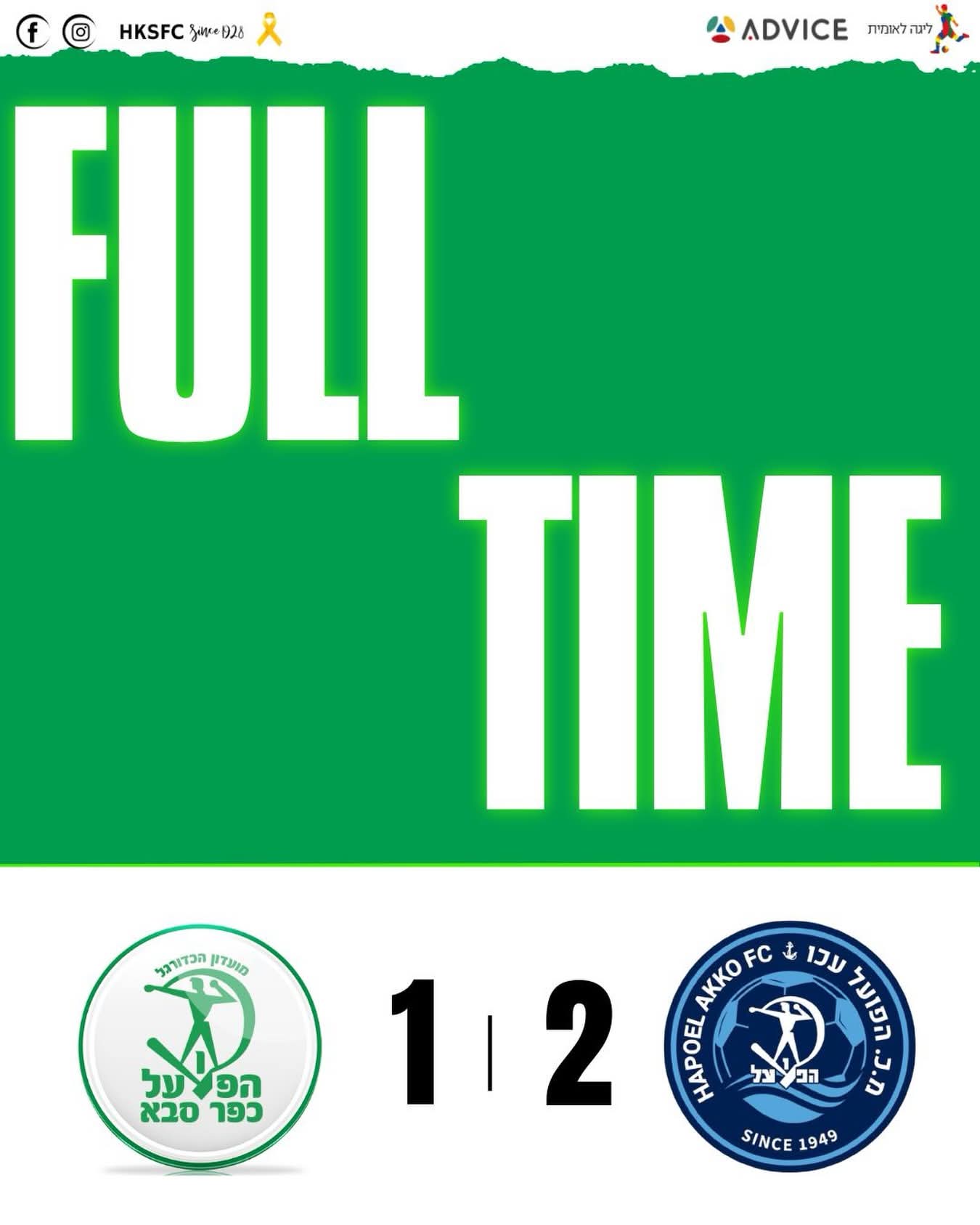 הפסד ירוק. צילום: דף הפייסבוק הרשמי של הפועל כפר סבא.