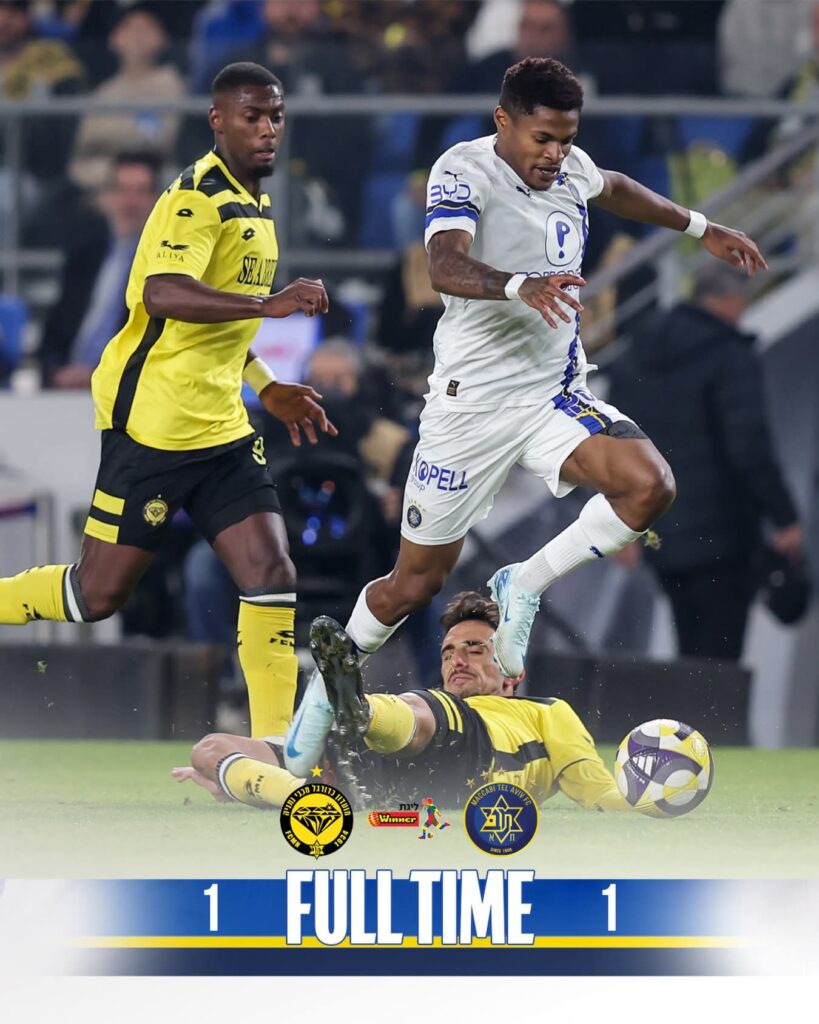 תיקו לנתניה. צילום: דף הפייסבוק הרשמי של מכבי ת''א.