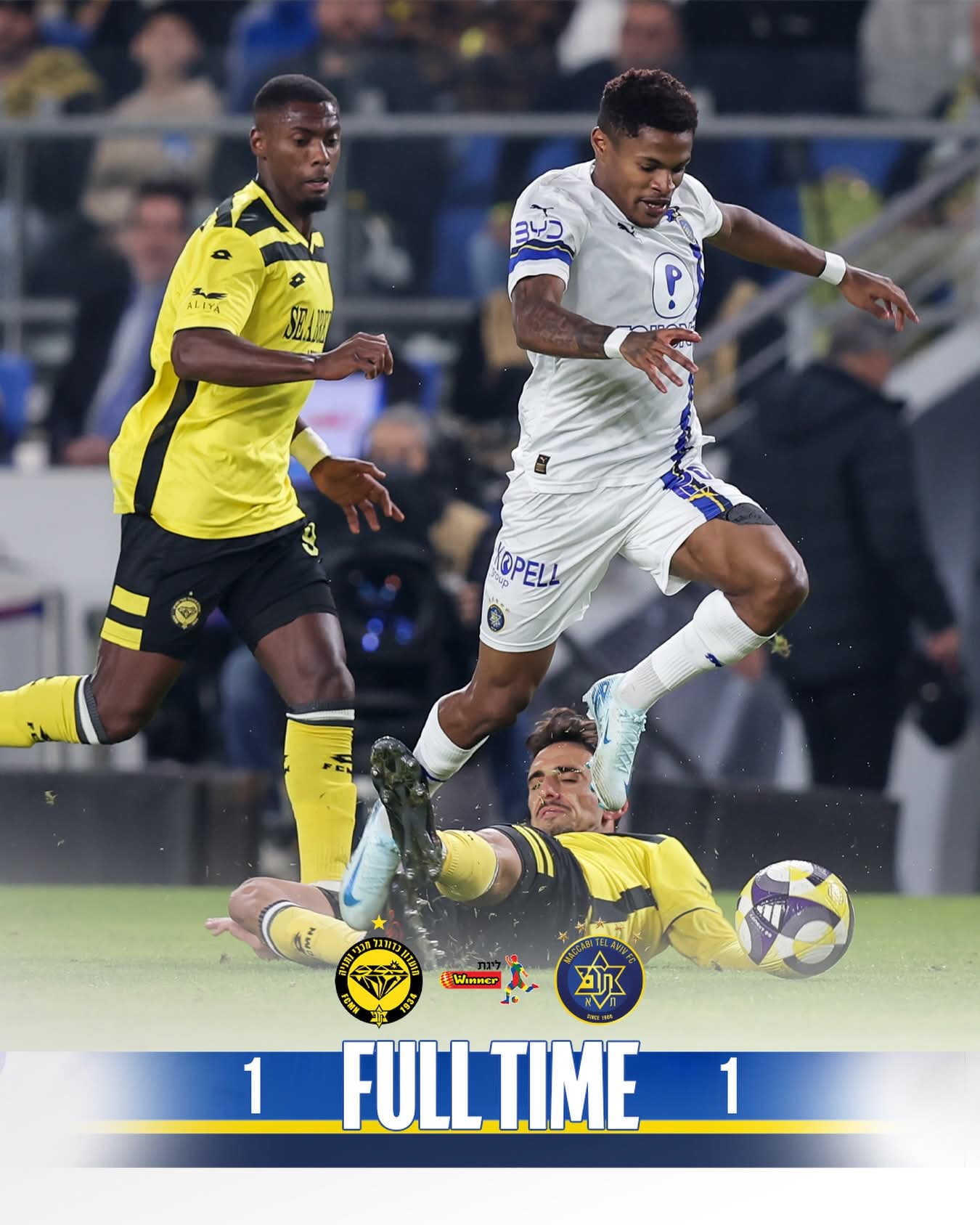 תיקו לנתניה. צילום: דף הפייסבוק הרשמי של מכבי ת''א.