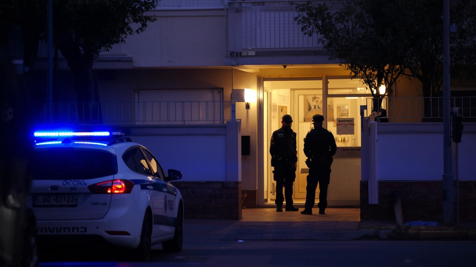 ניידת משטרה ליד בית