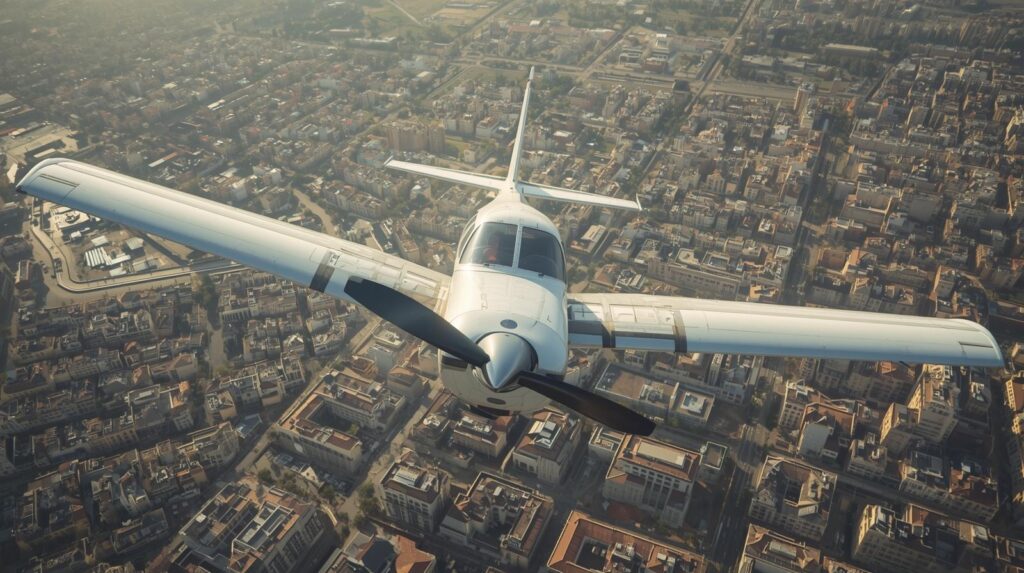 מטוס קל מעל העיר