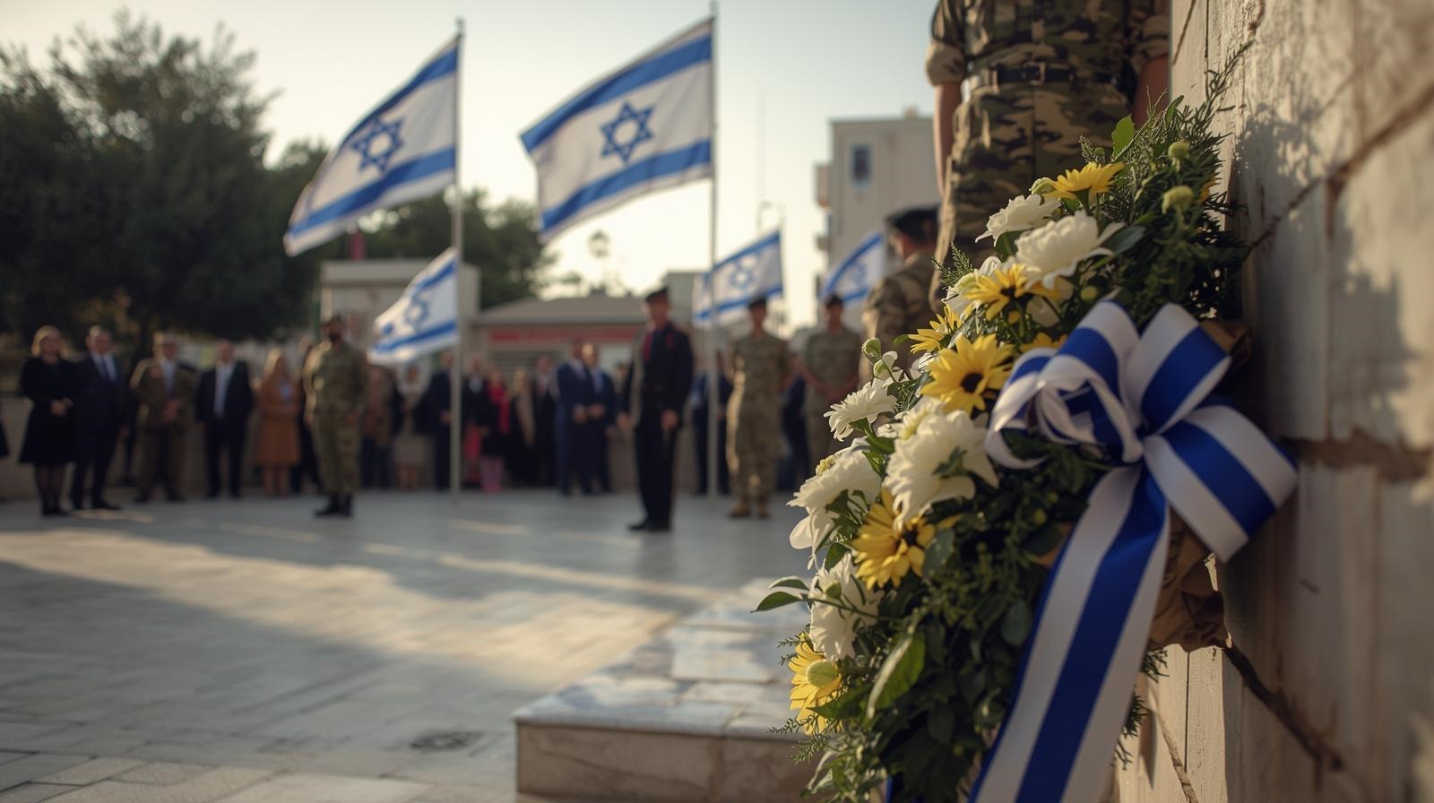 דגלים ישראליים וזר מונח