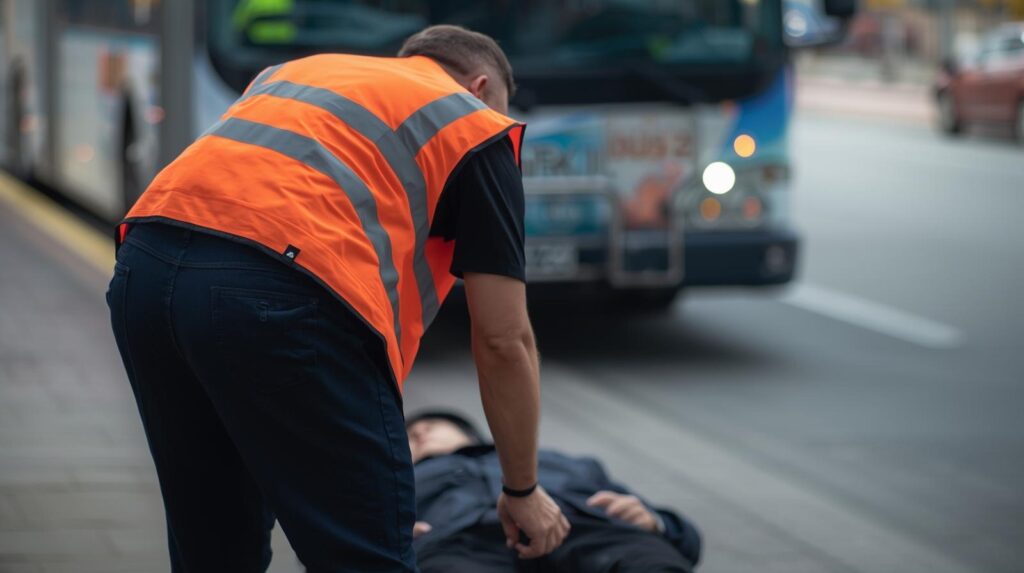 מד"א מסייע לנפגע מאוטובוס