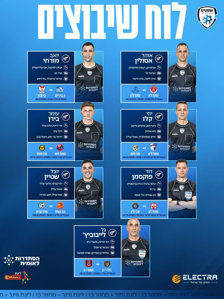 מי צוות השיפוט שיישפוט במשחק של מכבי נתניה?