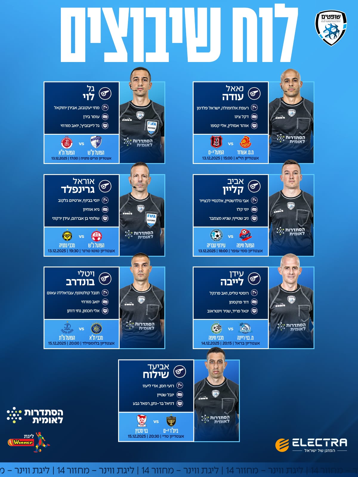 מי צוות השיפוט שיישפוט במשחק של מכבי נתניה?