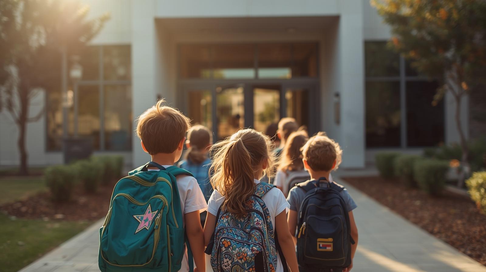 ילדים בכניסה לבית הספר