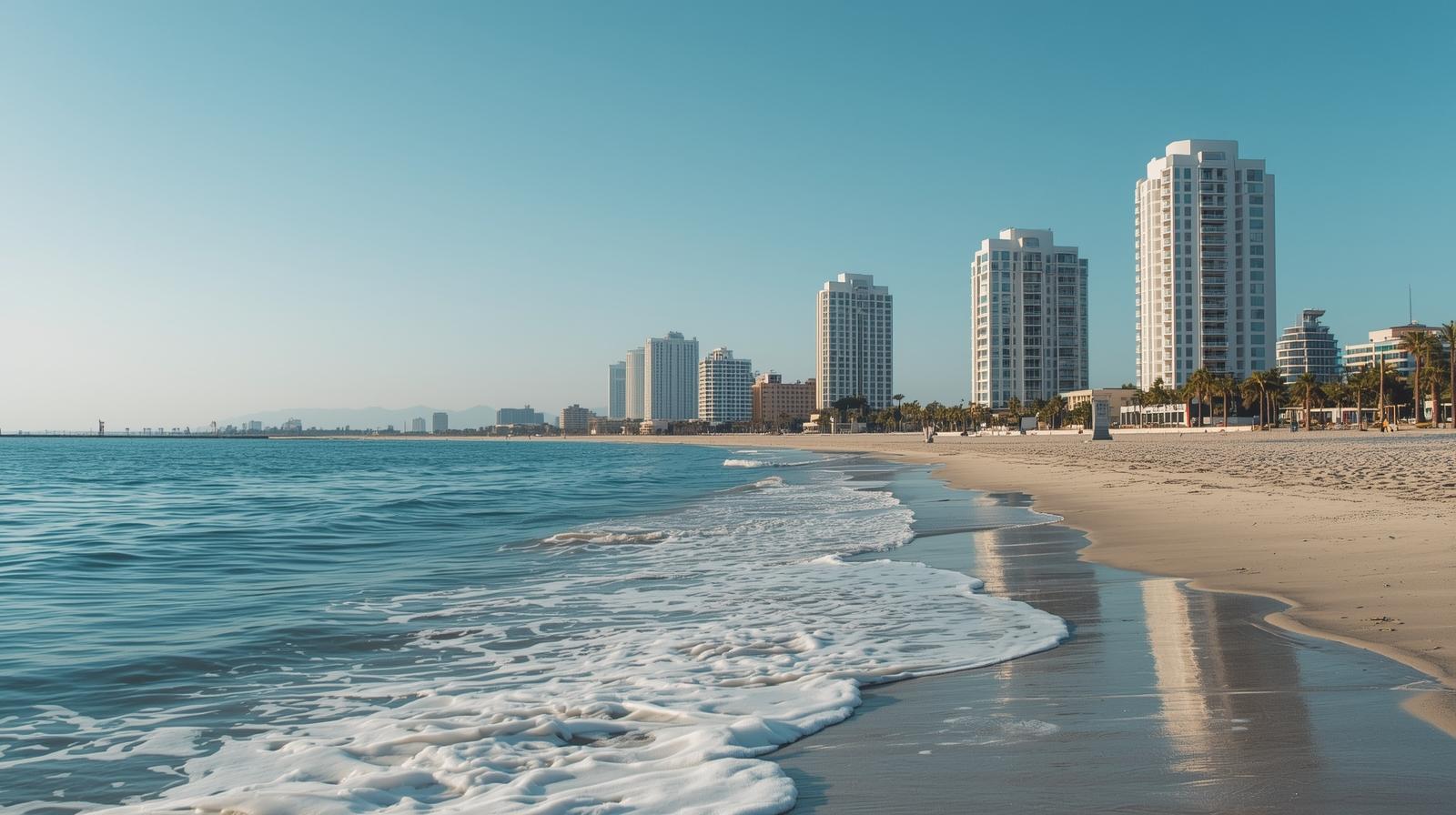 חוף ים ומגדלים