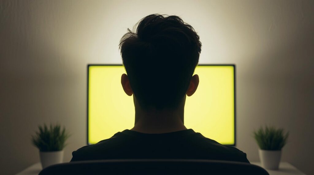 נער יושב אל מול מחשב